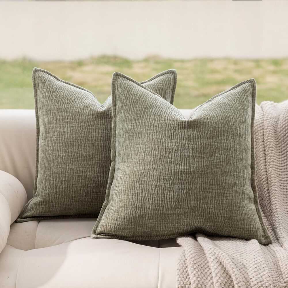 4805 Decorative Throw Pillow Covers Set of 2, 18x18 Crinkled Chenille